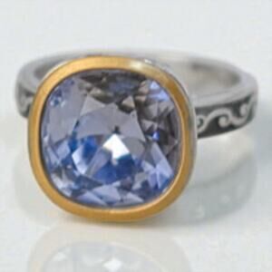 Brighton Venusian Lavender Blue Swarovski Crystal Gold & Silver Ring Size 8